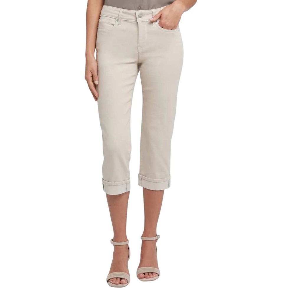 NYDJ Marilyn Straight Crop Jeans Womens 16 Beige Lift Tuck Cool Embrace Denim